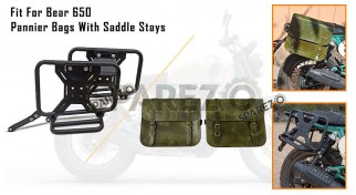 For Royal Enfield Bear 650 Genuine Leather Pannier Bags With Saddle Stays